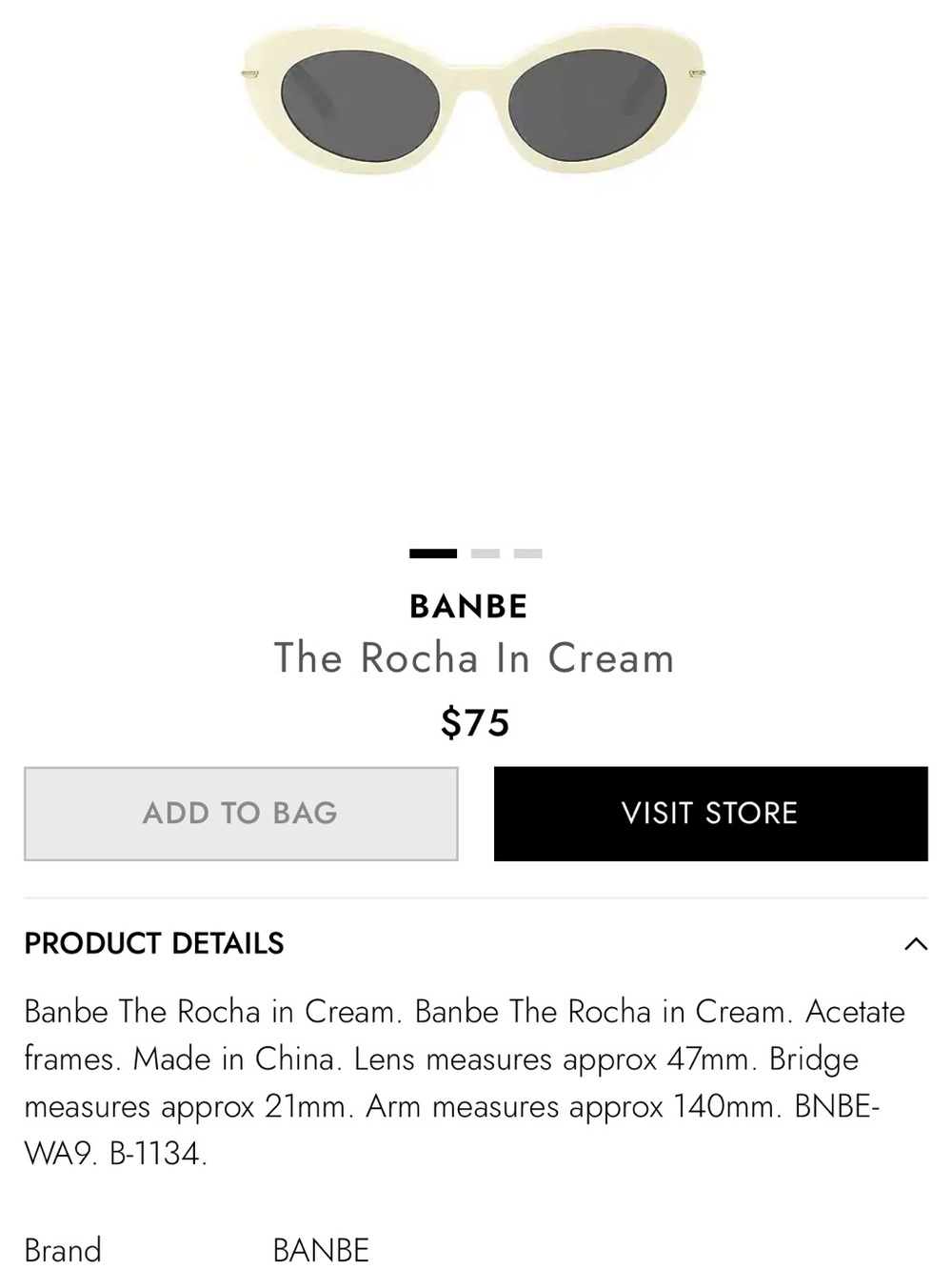 Banbe The Rocha Sunglasses in Cream